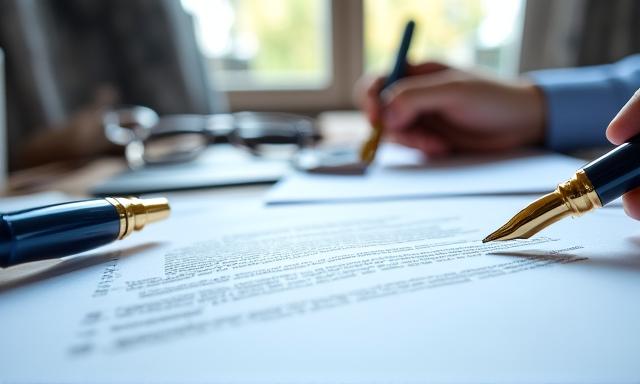 Revisión de documentos legales en una oficina moderna